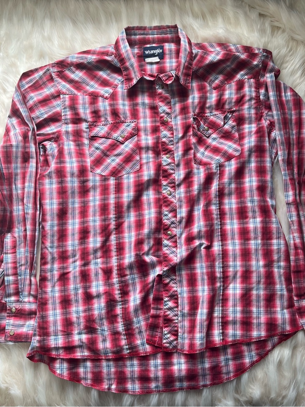 Wrangler Pearl Snap Shirt Men's XL Red Plaid